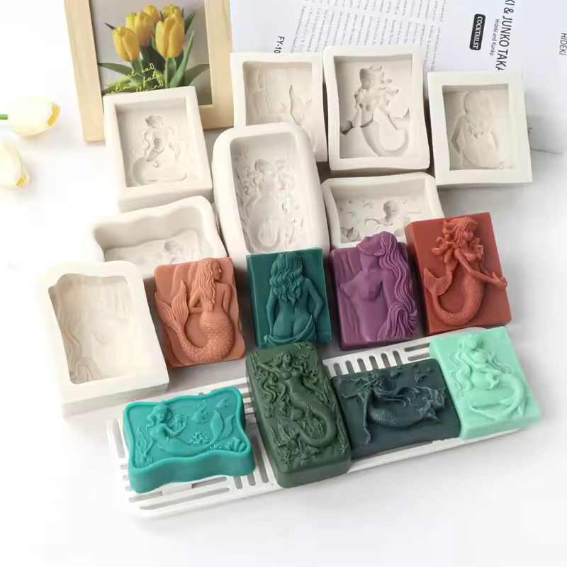 Soap Making For Beginners - Molde de Silicone Retangular 3D Sereia